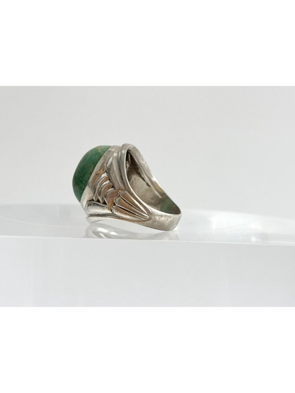 Amazonite Green Gemstone Solitaire Sterling Silver 925 Vintage Ring - sz 6.75 - Picture 7 of 16